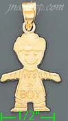 14K Gold It's a Boy Baby Charm Pendant - Click Image to Close