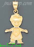 14K Gold Boy w/Heart Baby Charm Pendant - Click Image to Close