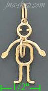 14K Gold Wire Boy Figure Baby Charm Pendant - Click Image to Close