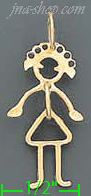 14K Gold Wire Girl Figure Baby Charm Pendant - Click Image to Close