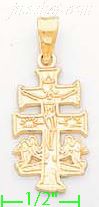 14K Gold Caravaca Crucifix Cross Religious Charm Pendant - Click Image to Close