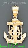 14K Gold Crucifix Cross Anchor Dia-Cut Charm Pendant - Click Image to Close