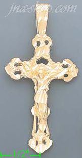 14K Gold Cross Dia-Cut Charm Pendant - Click Image to Close