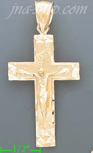 14K Gold Cross Dia-Cut Charm Pendant - Click Image to Close