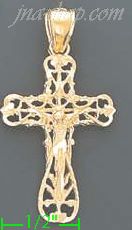 14K Gold Cross Dia-Cut Charm Pendant - Click Image to Close