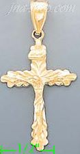 14K Gold Cross Dia-Cut Charm Pendant - Click Image to Close