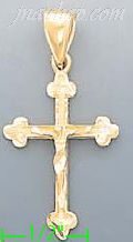 14K Gold Cross Dia-Cut Charm Pendant - Click Image to Close