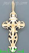 14K Gold Cross Dia-Cut Charm Pendant - Click Image to Close