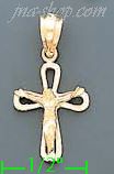 14K Gold Cross Dia-Cut Charm Pendant - Click Image to Close