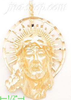 14K Gold Jesus Christ Dia-Cut Charm Pendant - Click Image to Close