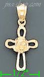 14K Gold Cross Dia-Cut Charm Pendant - Click Image to Close