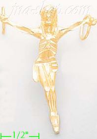 14K Gold Crucifix Dia-Cut Charm Pendant - Click Image to Close