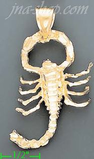 14K Gold Scorpion Animal Dia-Cut Charm Pendant - Click Image to Close