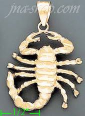 14K Gold Scorpion Animal Dia-Cut Charm Pendant - Click Image to Close