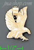 14K Gold Striking Eagle Animal Dia-Cut Charm Pendant - Click Image to Close