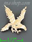 14K Gold Striking Eagle Animal Dia-Cut Charm Pendant - Click Image to Close