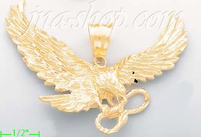 14K Gold Eagle Carrying Snake Animal Dia-Cut Charm Pendant - Click Image to Close