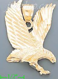 14K Gold Striking Eagle Animal Dia-Cut Charm Pendant - Click Image to Close