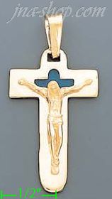 14K Gold Crucifix Italian Enamel Cross Charm Pendant - Click Image to Close