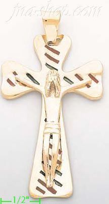 14K Gold Crucifix Italian Enamel Cross Charm Pendant - Click Image to Close