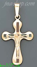 14K Gold Crucifix Italian Enamel Cross Charm Pendant - Click Image to Close