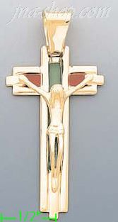 14K Gold Crucifix Italian Enamel Cross Charm Pendant - Click Image to Close