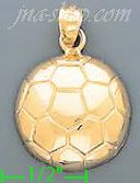 14K Gold Soccer Ball Dia-Cut Charm Pendant - Click Image to Close
