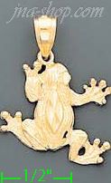 14K Gold Frog Dia-Cut Charm Pendant - Click Image to Close