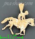 14K Gold Jockey Racing Horse Dia-Cut Charm Pendant - Click Image to Close