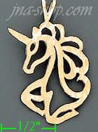 14K Gold Unicorn Dia-Cut Charm Pendant - Click Image to Close