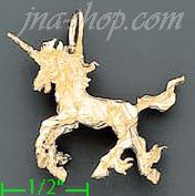 14K Gold Unicorn Dia-Cut Charm Pendant - Click Image to Close