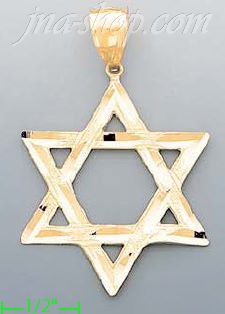 14K Gold David's Star Dia-Cut Charm Pendant - Click Image to Close