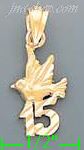 14K Gold Bird w/15 Años Dia-Cut Charm Pendant - Click Image to Close