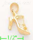 14K Gold High Heel Shoe Dia-Cut Charm Pendant - Click Image to Close