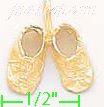 14K Gold Baby Shoes Dia-Cut Charm Pendant - Click Image to Close