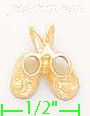 14K Gold Baby Shoes Dia-Cut Charm Pendant - Click Image to Close
