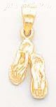 14K Gold Slippers Ballet Shoes Dia-Cut Charm Pendant - Click Image to Close