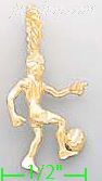 14K Gold Boy Playing Soccer Dia-Cut Charm Pendant - Click Image to Close