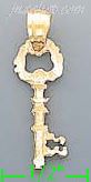 14K Gold Key Dia-Cut Charm Pendant - Click Image to Close