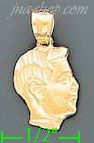 14K Gold Boy Face Dia-Cut Charm Pendant - Click Image to Close