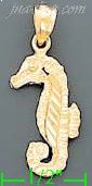 14K Gold Seahorse Dia-Cut Charm Pendant - Click Image to Close