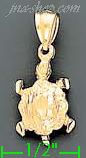 14K Gold Turtle Dia-Cut Charm Pendant - Click Image to Close