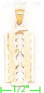 14K Gold Razor Blade Dia-Cut Charm Pendant - Click Image to Close