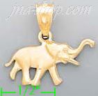 14K Gold Elephant Animal Sand Polished Dia-Cut Charm Pendant - Click Image to Close