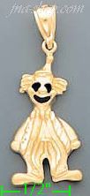 14K Gold Clown Sand Polished Dia-Cut Charm Pendant - Click Image to Close