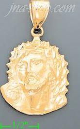 14K Gold Jesus Christ Sand Polished Dia-Cut Charm Pendant - Click Image to Close