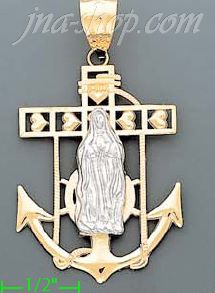 14K Gold Virgin High Polish Anchor Charm Pendant - Click Image to Close
