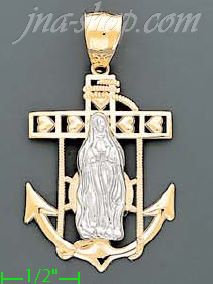 14K Gold Virgin High Polish Anchor Charm Pendant - Click Image to Close