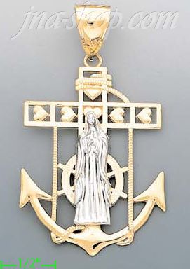 14K Gold Virgin High Polish Anchor Charm Pendant - Click Image to Close