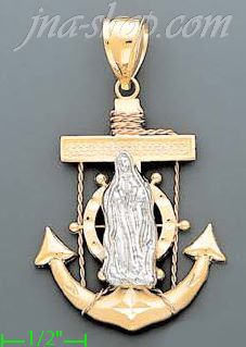 14K Gold Virgin High Polish Anchor Charm Pendant - Click Image to Close